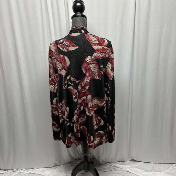 Southern Lady Open Front Cardigan Womens Size XL Black Red Long Sleeve Stretchy - Picture 4 of 7